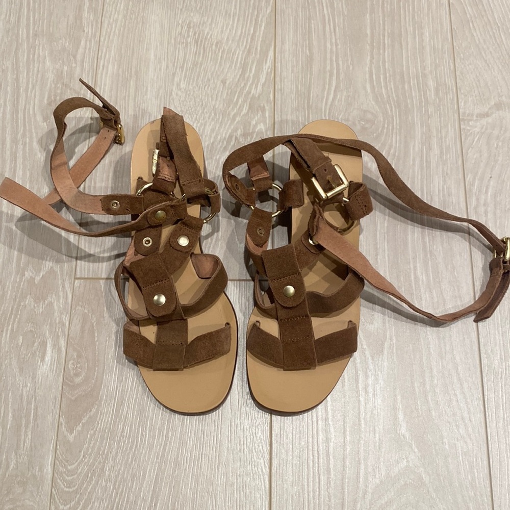 Topshop brown suede low heeled sandal